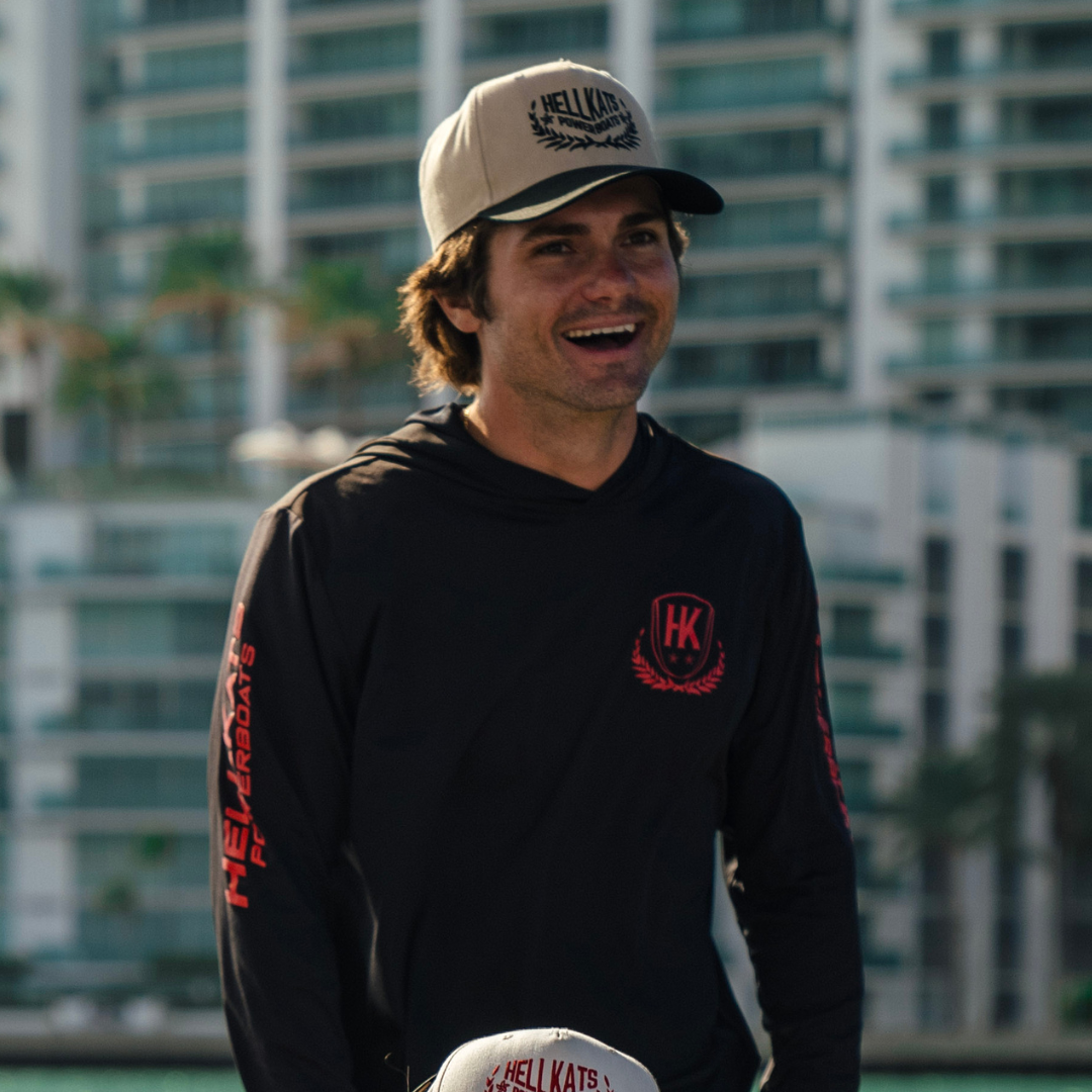 Long Sleeve Hooded Sun Shirt - Black/Red
