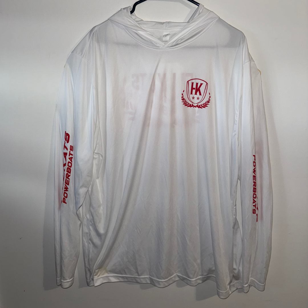 Long Sleeve Hooded Sun Shirt - White/Red