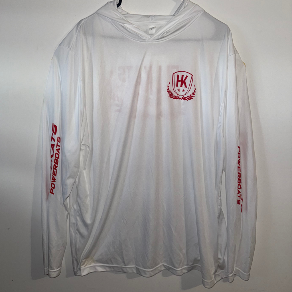 Long Sleeve Hooded Sun Shirt - White/Red