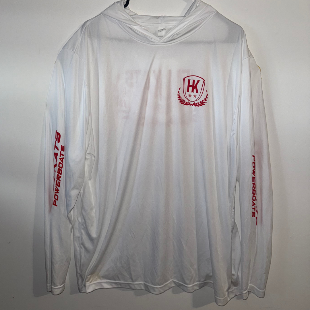 Long Sleeve Hooded Sun Shirt - White/Red